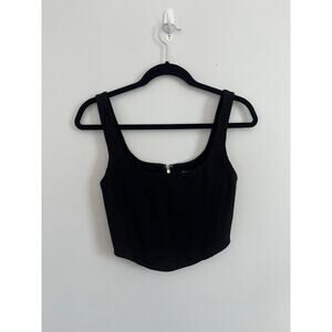 LPA Bustier Top Women S Black Corset Zip Back Stretchy Tank